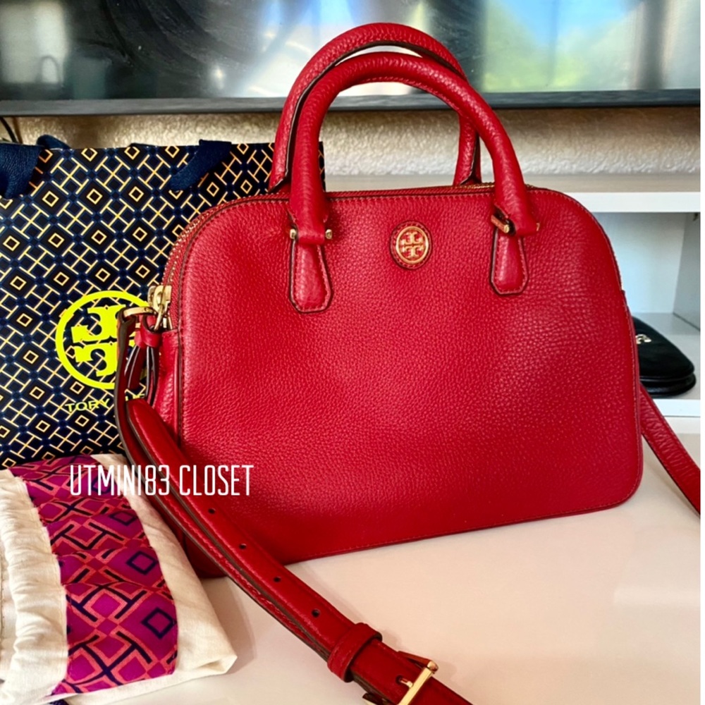 Tory Burch satchel bag/shoulder bag/crossbody bag/red/leather